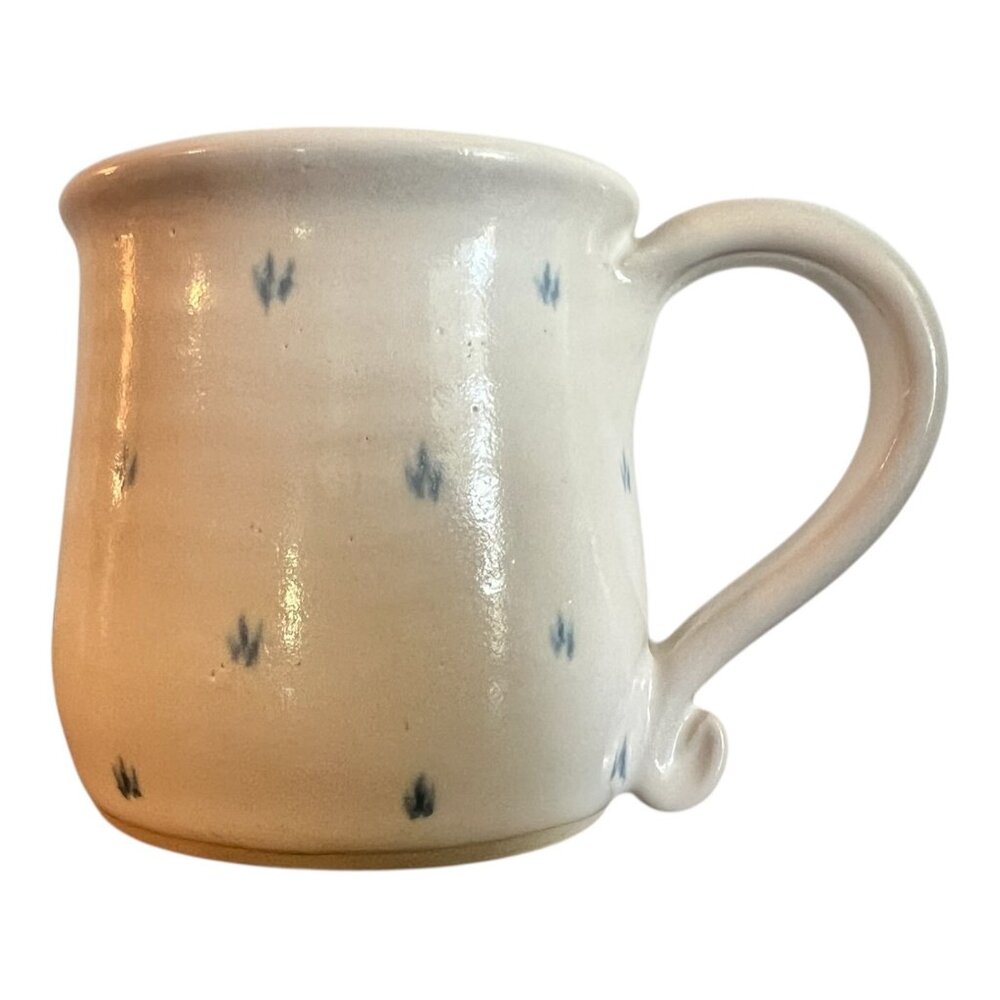 Vintage McCarter Pottery Mug 3.25" Tall Handcrafted Ceramic Blue Floral Design
